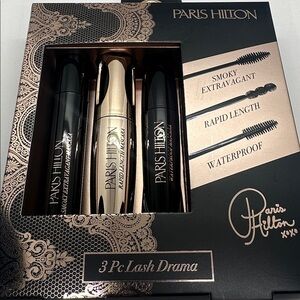 💎NWT Paris Hilton 3 Pc Lash Drama Mascara Gift Set Smoky,Rapid-length,waterproof